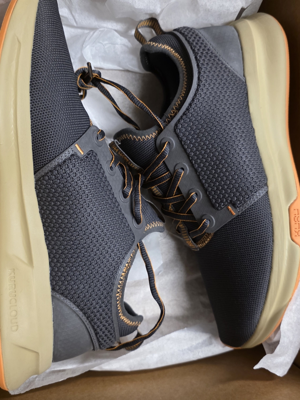 Kuru Women's Lightweight Athletic Sneakers - Charcoal Gray with Tan Accents